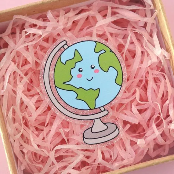 World Globe Teacher Acrylic Brooch