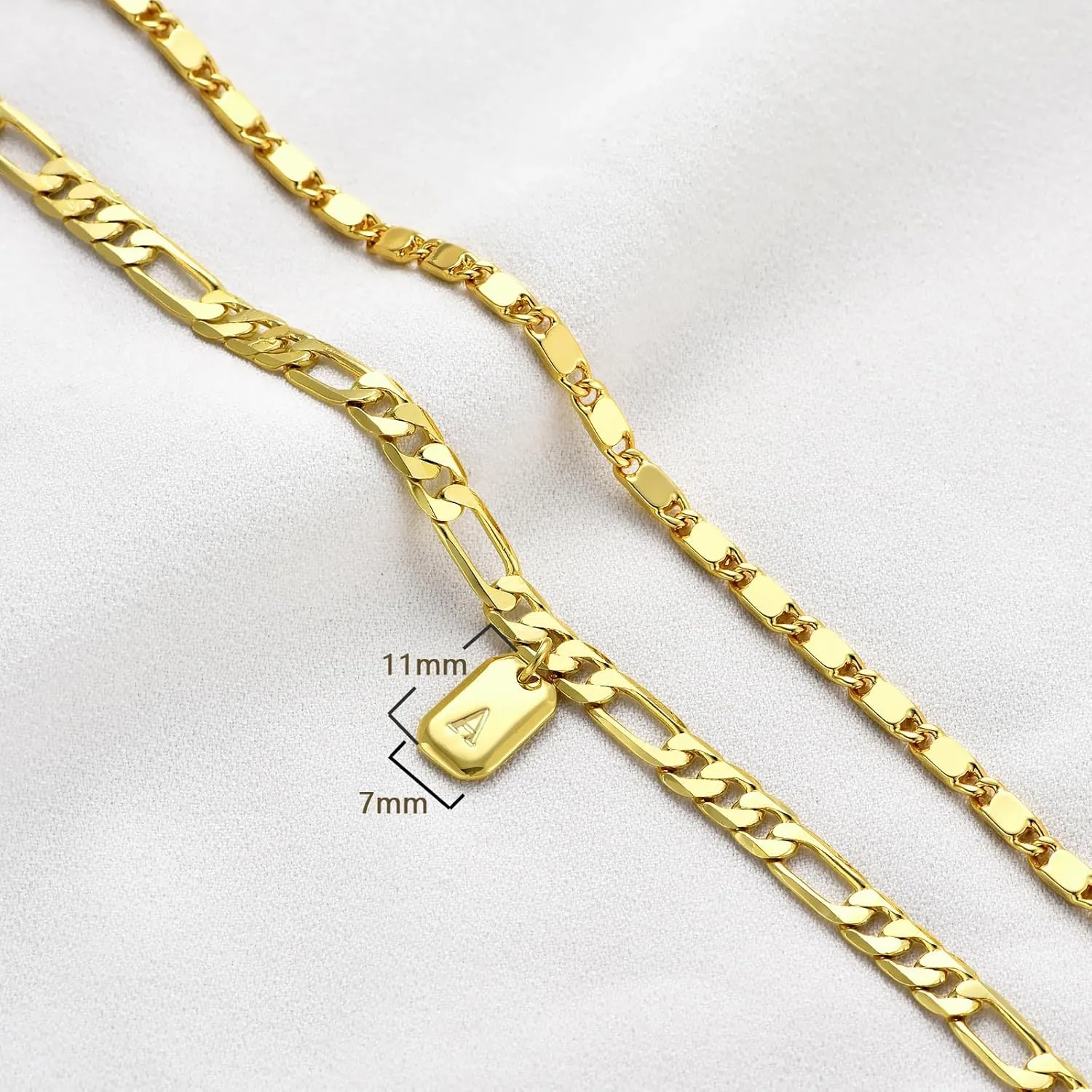 YANODA Initial Ankle Bracelets for Women, 14K Gold Plated Dainty Layered Figaro Chain Letter Initial Ankle Bracelets Set Trendy Personalized Name Tag Anklet Summer Beach Jewelry for Women