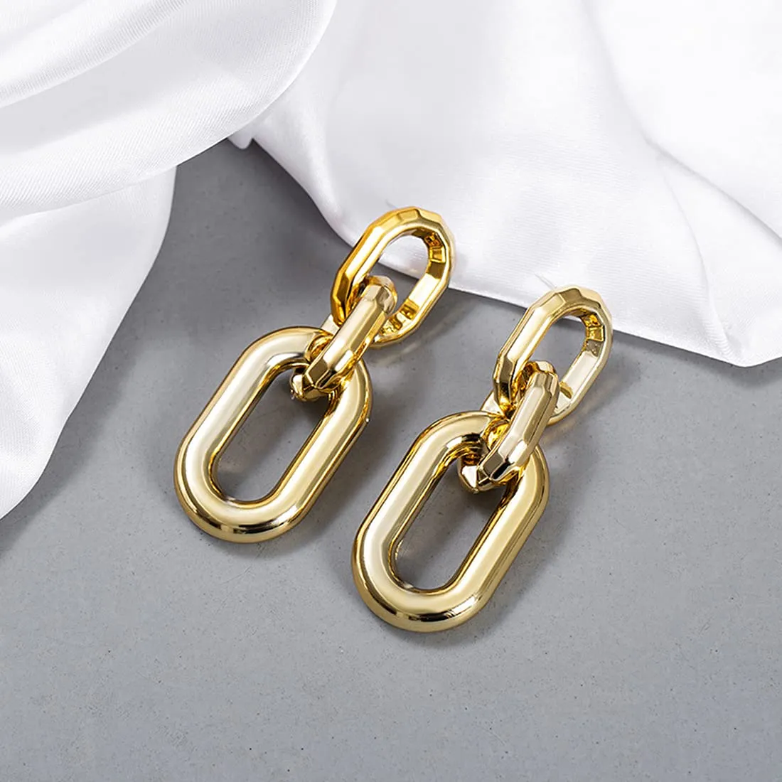 Yellow Chimes Drop Earrings for Women Combo of 2 Pairs Gold Plated Geometric Design Chain Drop Earrings for Women and Girls.