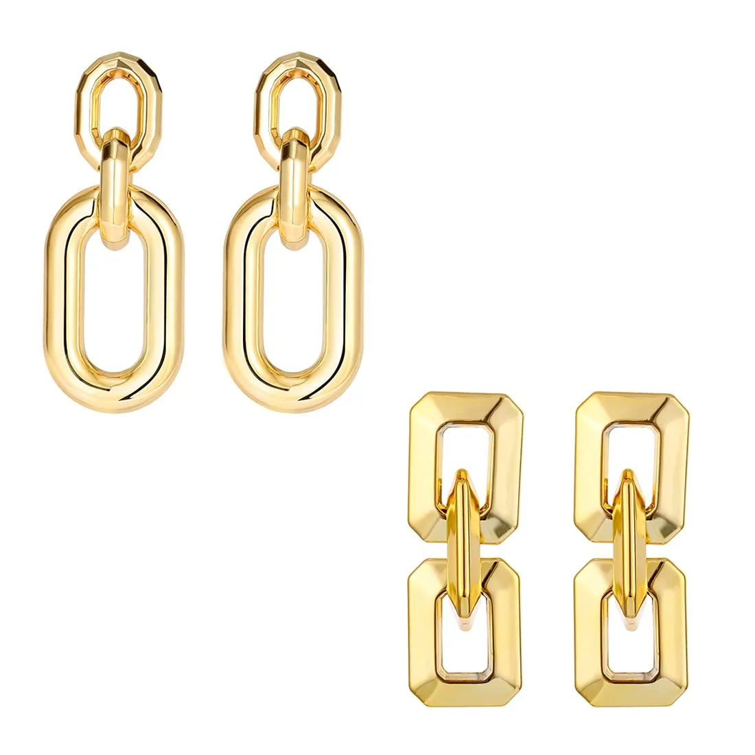Yellow Chimes Drop Earrings for Women Combo of 2 Pairs Gold Plated Geometric Design Chain Drop Earrings for Women and Girls.