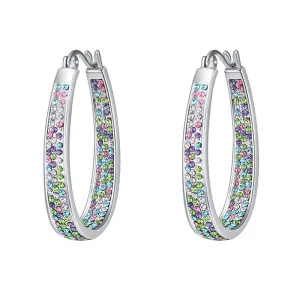 Yellow Chimes Hoop Earrings for Women Silver Plated Multicolor Crystal Studded Hoop Earrings for Women and Girls