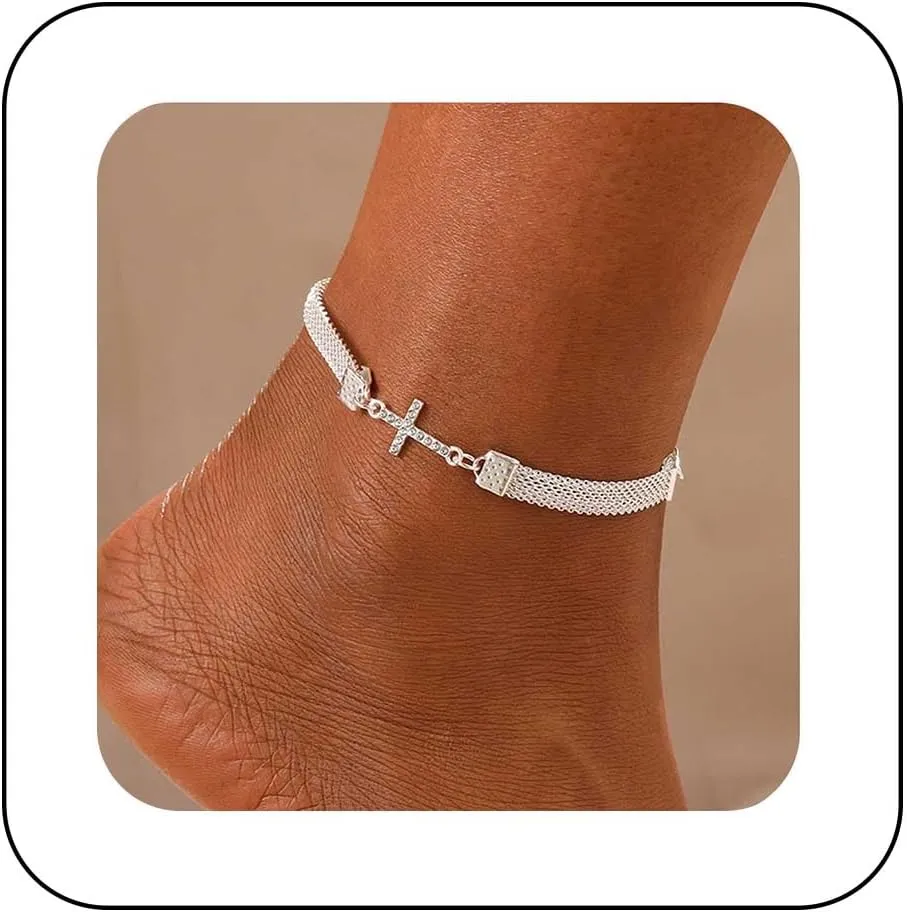 YienDoo Boho Anklet Bracelets Chunky Rope Ankle Chain Statement Infinity/Palm/Cross Anklet Summer Beach Foot Chain Jewelry for Women and Girls