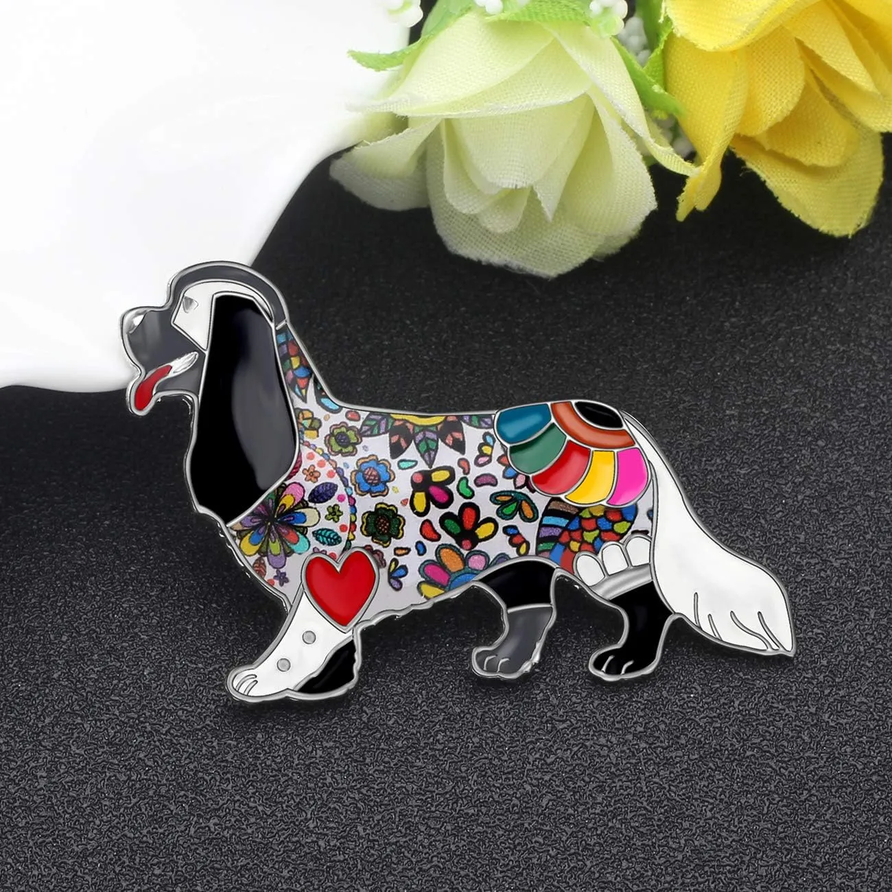 Zinc Alloy Adorable Basset Hound Dog Brooches Pins Pets Jewelry Enamel Gifts for Women Kids Girls Party Gifts Charms Ornament